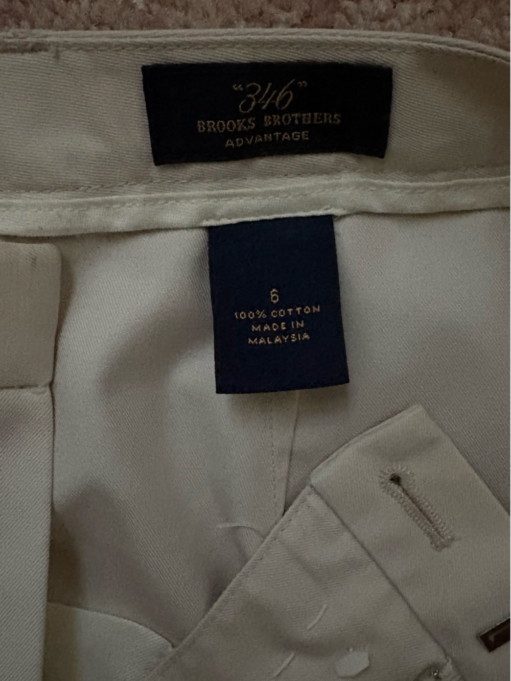 Brooks Brothers 346 Advantage White Cotton Trousers  | Size 6P | Petite - Picture 3 of 3